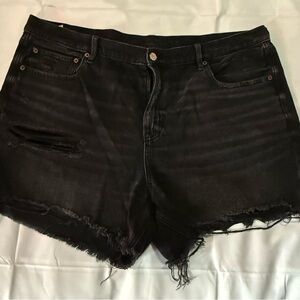 American Eagle Outfitters Black Jean Shorts Distressed Frayed Hem
